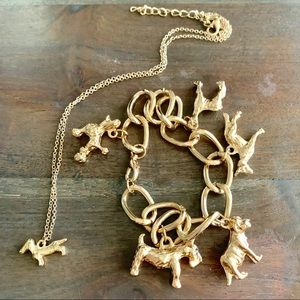 Dog Lover’s Gold Charm Bracelet & Necklace Set